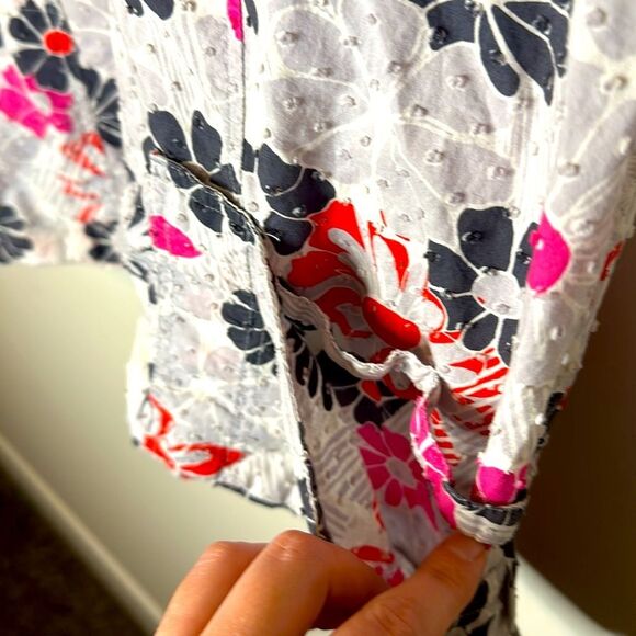 Code Happy Pink, Orange, and Gray Floral Scrubs with Dotted Texture 2XL - Picture 3 of 5